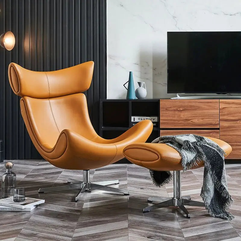 Nordic Modern Luxury Imola Leather Recliner Chair Swivel Leisure Chair for Living Room and Bedroom for Apartment Use