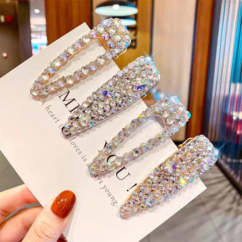 New Arrival Simple Fashion Glitter Rhinestone Crystal Hairpins Girls Metal Clips for Women Hair Accessories