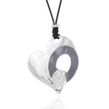 Factory Price Latest Design Black Leather Cord Heart Pendant Insert Oval Charm Dangle Pendant Necklace