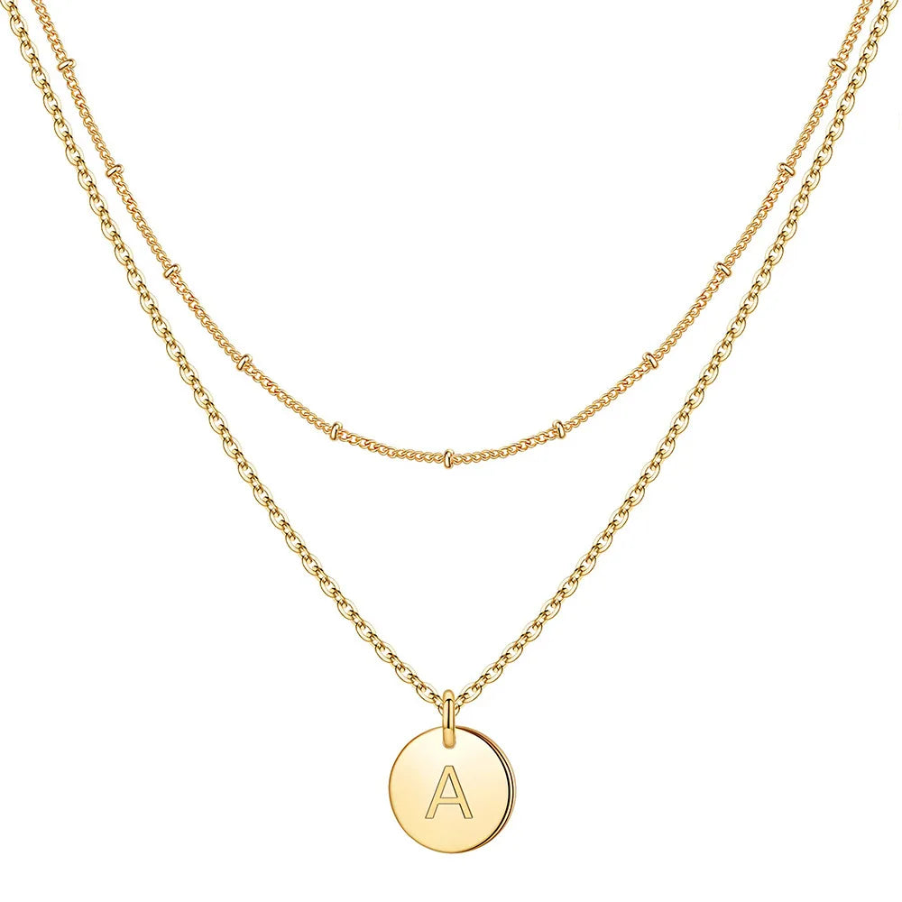 Fashion Jewelry Wholesale Custom Name 18K Gold Multilayer Plated Initial Letter Necklace