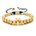 Factory Wholesale Men's Braided Adjustable Bracelet Retro Versatile Copper Crown Beaded Pineapple Bead Bracelet
