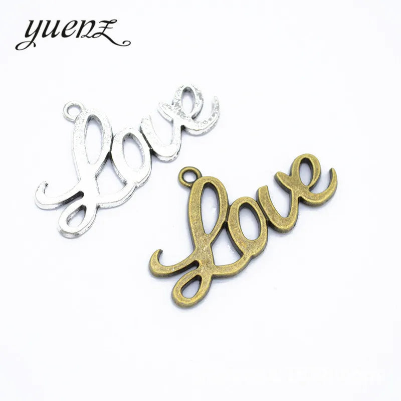 YuenZ Letter Love Charms Metal Pendant Fit Diy Necklace Jewelry Making 40*22mm S112