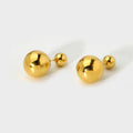 Trendy PVD 16K Gold Plated Stainless Steel Ball Stud Earrings Double Side Front and Back Design for Anniversary Occasions