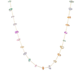 Women Statement Natural Stone Stainless Steel Waterproof Chips Stone Necklaces