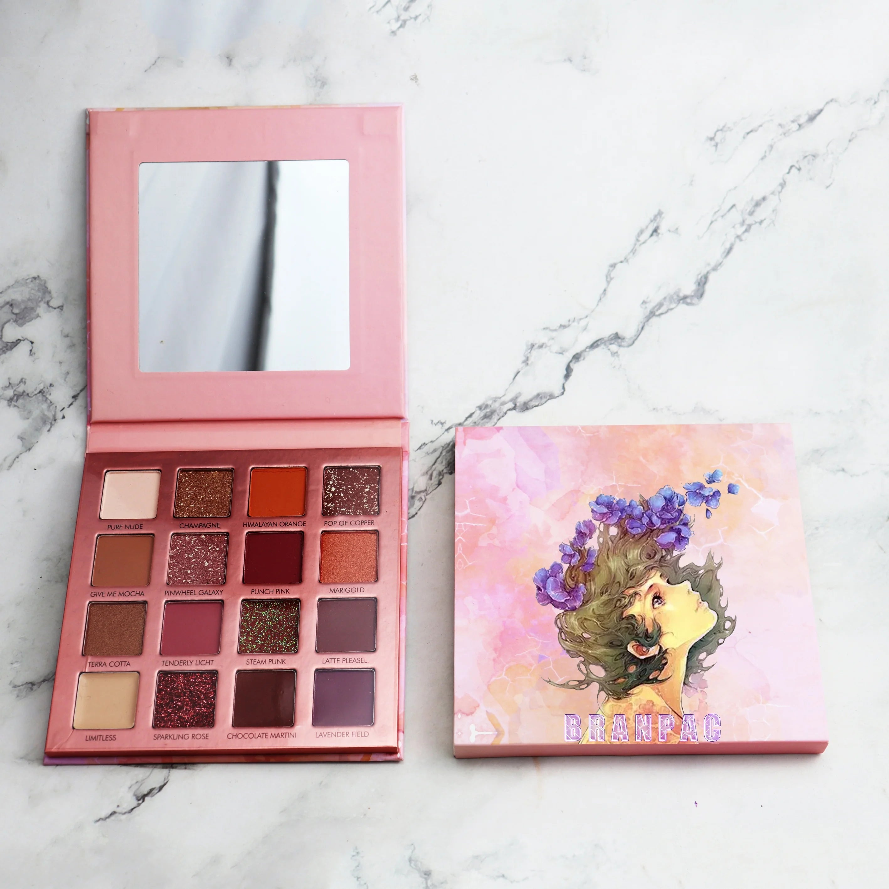 Professional Glass Container Paleta Sombras De Ojos pink Eyeshadow Palette Private Label square Pan Eye Shadow