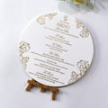 Custom Round Shape Paper Menu Gold Foil Wedding Invitation Cards for Guest