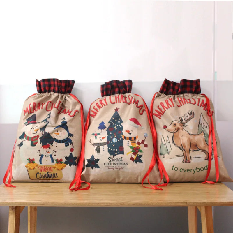 New Christmas Gift Drawstring Bag Customization Oversized Christmas Eve Decorative Packaging Bags