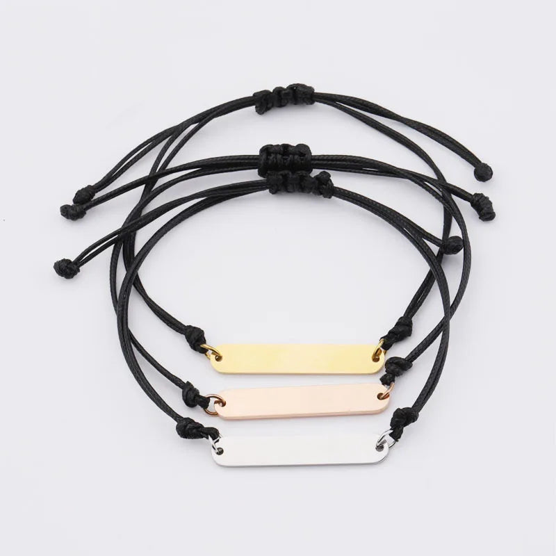 Hot Selling Mirror Stainless Steel Oval Long Woven DIY Fashionable Temperament Engraved Geometric Bracelet