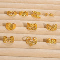 2023 Women 9 Models Fashion Non Tarnish Open Flower Leaf Ring 18k Gold Plated 316L Stainless Steel Hypoallergenic Open Ring