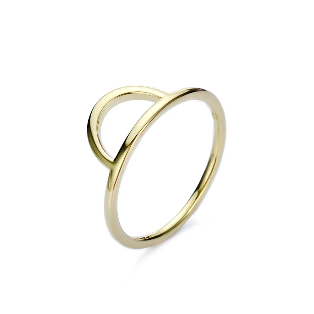 EManco 14K Gold Plated Stainless Steel Statement Ring Half Round for Women Party Occasion