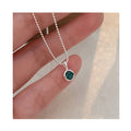 Bijoux Fashion 925 Sterling Silver Round Green Sandstone Pendant Necklaces for Women Fine Jewelry