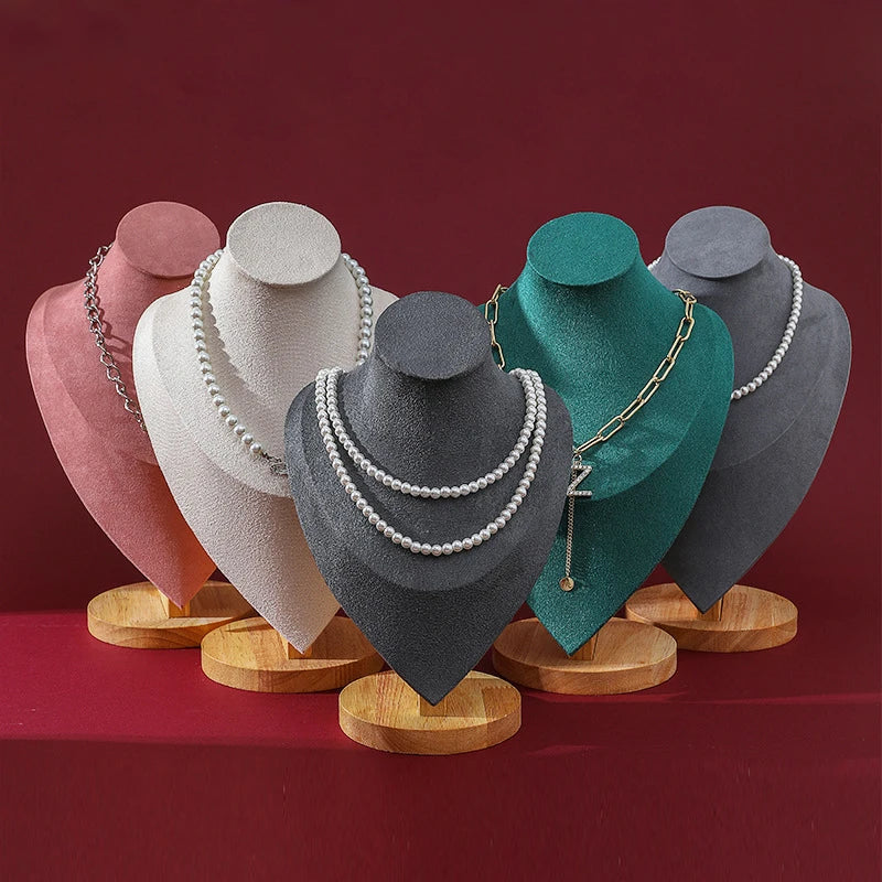 Wholesale Jewelry Display Stand Wood Portrait Mannequin Jewelry Necklace Pendant Display Figure Model Holder Stand Prop