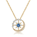 S925 Blue Star Lead Crystal Necklace Pendant Hexagon Zircon Stone Jewellery Necklace