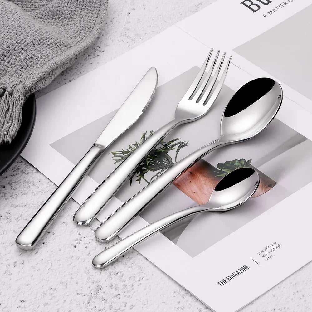 Luxury Wedding Flatware Set Forged Cutlery Sets Dishwasher Safe Stainless Steel 18-10 Restaurants Catering Spoon Fork Knife MegaBDM