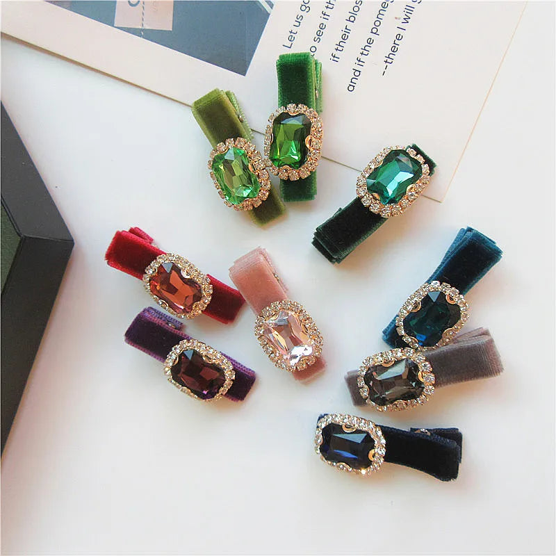 Korea Square Rhinestone Hair Pins Wild Personality Street Shot Hair Clips for Women Europe and America Simple Popular