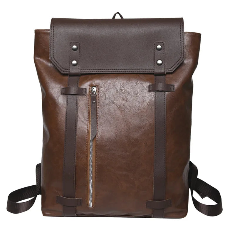 Premium Large Capacity Business Travel Knapsack Laptop Backpack PU Leather Backpacks for Men Women School Backpack