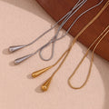 Guarantee Dreamshow Gold Plated Water Drop Chain Long Necklace for Women Stainless Steel Gold Necklace