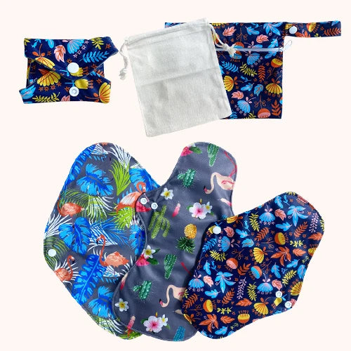 Reusable Breathable Maternity Bamboo Charcoal Winged Sanitary Pads Super Absorbent Washable Heavy Period Panty Liner