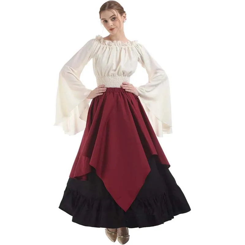 Medieval Costume Women's Renaissance Costume Dress Medieval Fancy Dress Set WDEC-027