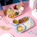 Wheat Straw Children's Plate Bowl Cup Set Kindergarten Canteen Anti-fall Compartment Plate