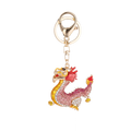 Delicate Red Yellow Enamel Dragon Key Ring Accessory Bling Rhinestone Dragon Shaped Keychain for Gift