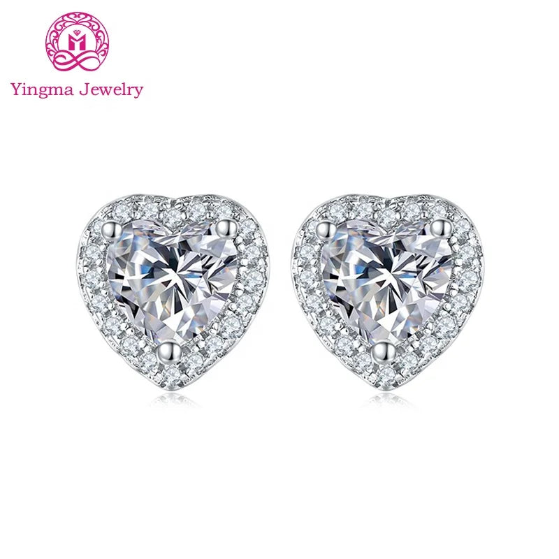 Graceful Heart-Shape 5mm 0.5 Carat Moissanite Earrings 925 Sterling Silver 2 Moissanite Stones Gold for Party Factory Direct MegaBDM