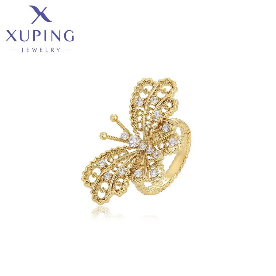 R000381302 Xuping Jewelry Exquisite  butterfly Style Luxury 14k Gold Diamond Ring Jewelry Ring Ladies Ring