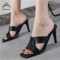 RTS 2021 New Design Slip on PU Leather Lady Sexy Thin Heels Square High Heels Sandals