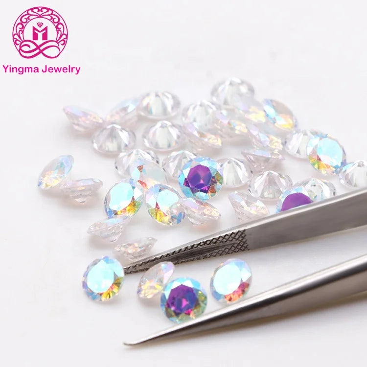 Fantastic AB Color CZ Stones 5mm Round Brilliant Cut Wholesale Aaa Cubic Zirconia for Jewelry Marking
