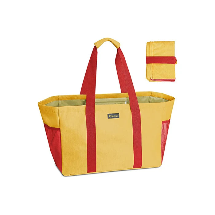 Extra Large 1-Gallon Utility Tote Foldable Reusable Storage Bag with Nylon Lining Polyester Material Dot Pattern