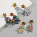 Christmas Factory Colorful Speckled Glitter Stars Moon Sequins Fantastic Christmas Tree Jewelry Student Acrylic Drop Earrings