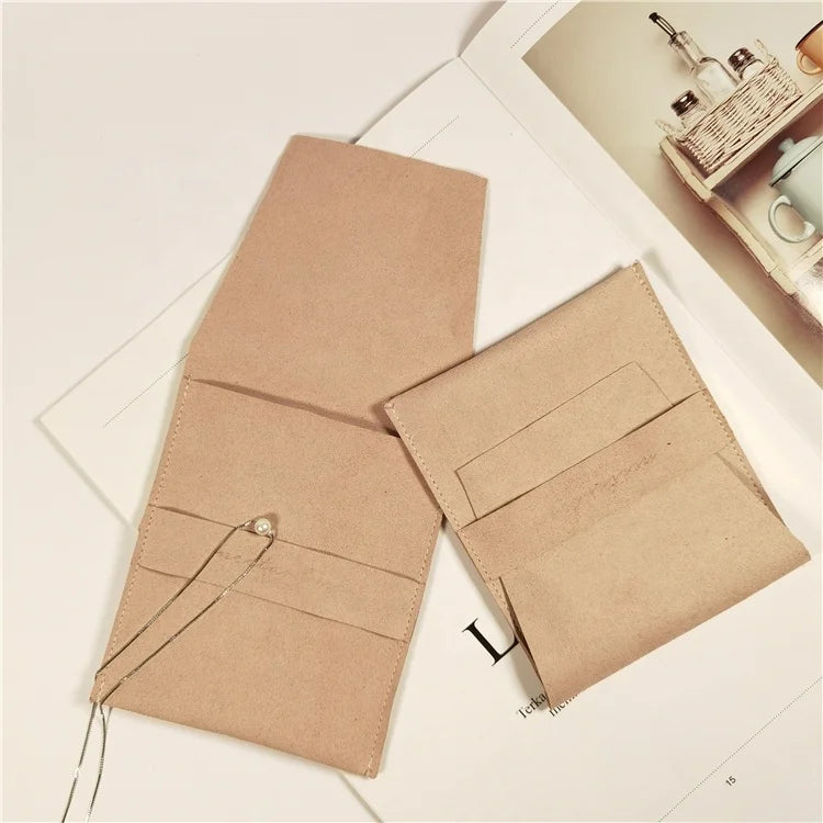 Microfiber Envelope Flap Pouch Bag Snap Quality Earring Necklace Jewelry Microfiber Bags Custom Logo Printed Gift Suede