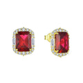Customized New Design Luxurious Earrings Crystal Red Corundum Zircon Stud Earrings for Women Jewelry