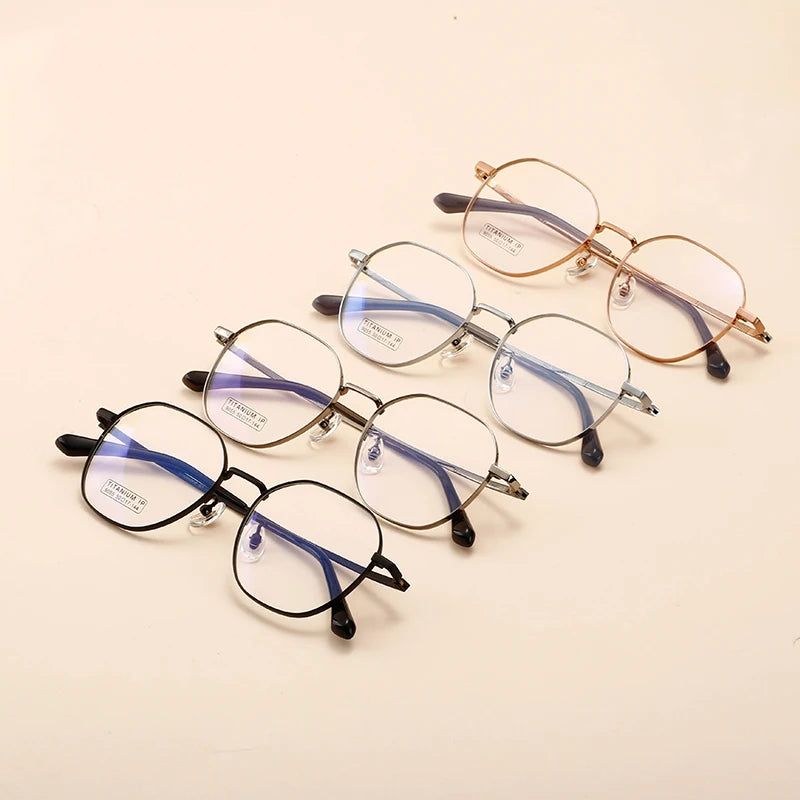 Premium Classic Round Optical Men Titanium Eyeglasses Frames Flexible Temples Fashion Spectacles
