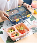 Separate Lunch Box Leakproof Food Container Microwave Oven Plastic Dinnerware for Students Portable Lunchbox