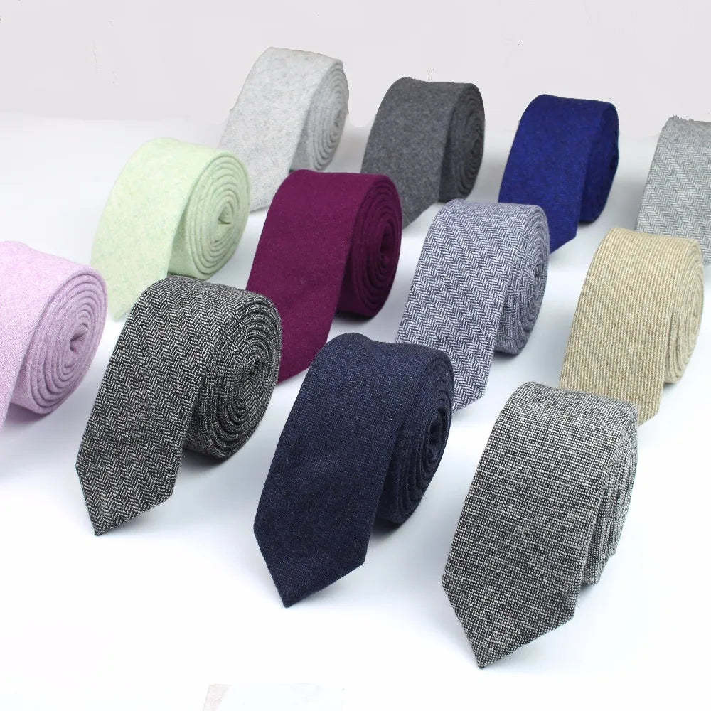 High Quality Tie Vintage Wool Ties Men's Thick Necktie Striped Solid Viscose Cravate