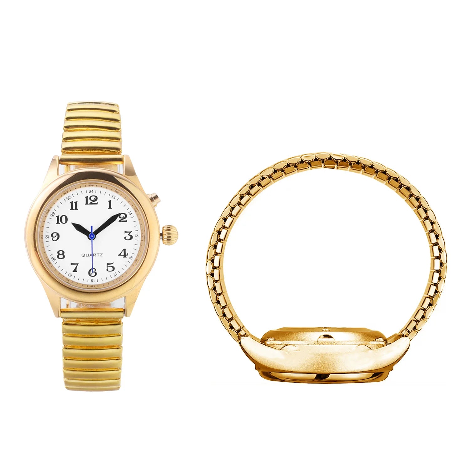 Unisex Talking Watch Daily Alarm Hourly Time Announcement With Expandable Strap for Visually Impaired Blind or Elder People