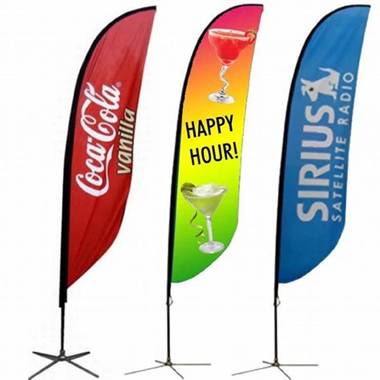 HOT SALE New Design Cheap Beach Advertising Flying Banner Flags Large Teardrop Polyester & Aluminum Frame Custom Size