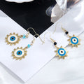 New Style of High-end Fashion and Simple Design Earrings Blue Oil-dripping Lucky Eye Sun Pendant Earrings