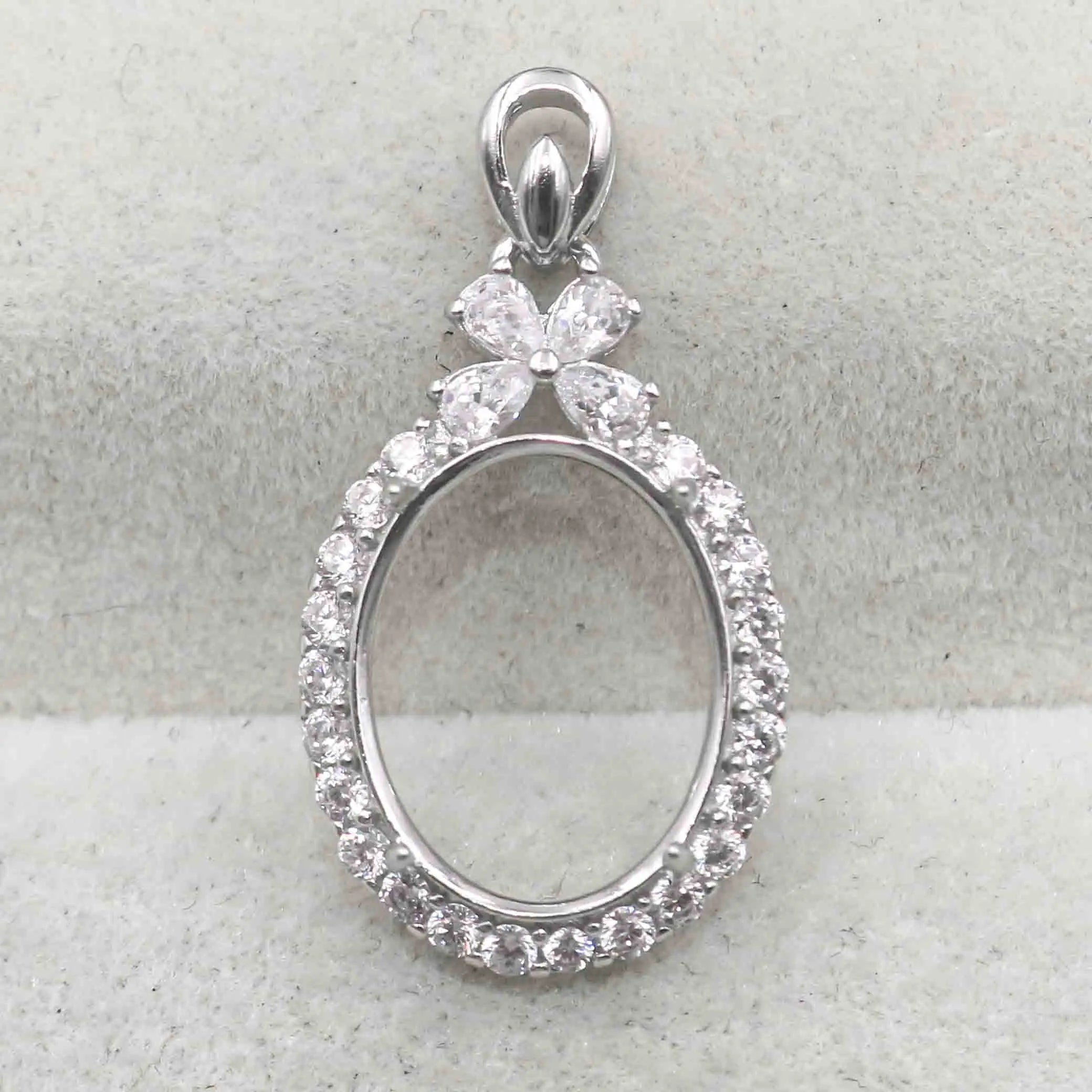 Sterling Silver 10*12/11*14/12*16/13*18mm Semi Mount Pendant Empty Frame Blank Setting S925 Base Without Center Stone for Inlay