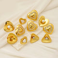 HB0695 Stainless Steel Heart Stud Earrings 18K Gold Plated Pearl CZ Elegant Noble Hypoallergenic Earrings for Women