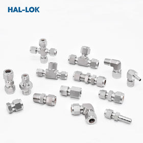 HAL-LOK Type Stainless Steel 316 Instrument Compression Double Ferrules Tube Fittings Unions Cross Elbows Tees Reducing