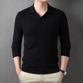 High-End Men's Long Sleeve Fashionable Knitted Spring Autumn Leisure Sweater with Collar Base Front Logo