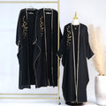 Wholesale Middle East Abaya Dubai Kaftan Black Abaya With Beads Jalabiya Plus Size Bat Sleeve Abaya Ethnic Clothing