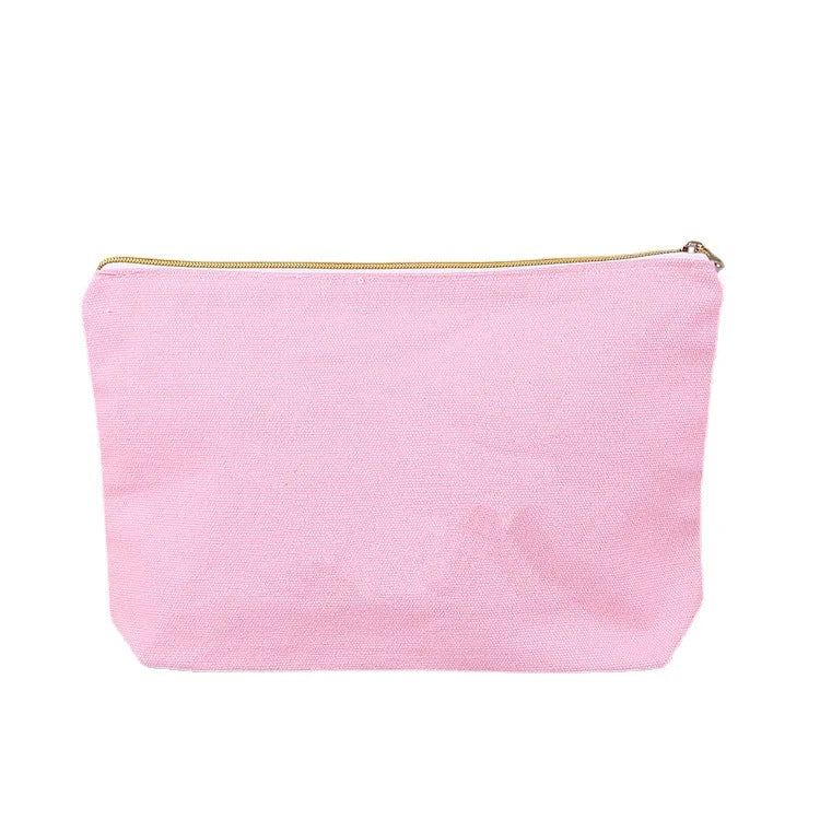 Wholesale Embroidered Pattern Small Cotton Makeup Pencil Case Bag Logo Blank Canvas Zipper Pouch for Cosmetics
