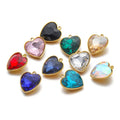 5pcs Stainless Steel 13*15mm Heart Crystal Stone Zircon Charm Pendants for DIY Jewelry Making Bracelet Necklace Findings Supplie