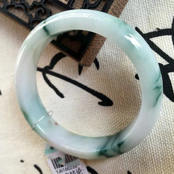 Natural Green Jade Bangle for Women High Grade Burma Jade Bangle With Certificate