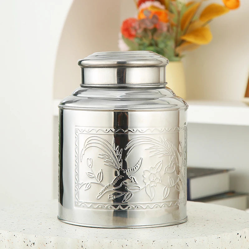 Zhenneng 100g Stainless Steel Tea Jar Wholesale Round Customized Logo Luxury Metal Black Tea Caddy Container