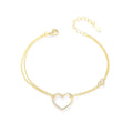 Wholesale Price Diamond Cubic Zirconia 925 Sterling Silver Bracelets for Women Heart-shaped Double-layer Simple Fashion Jewelry