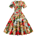 Wholesale Cotton Vintage Print Dress 2022 Latest Design Short Sleeved Swing Rockabilly Party Retro Dress